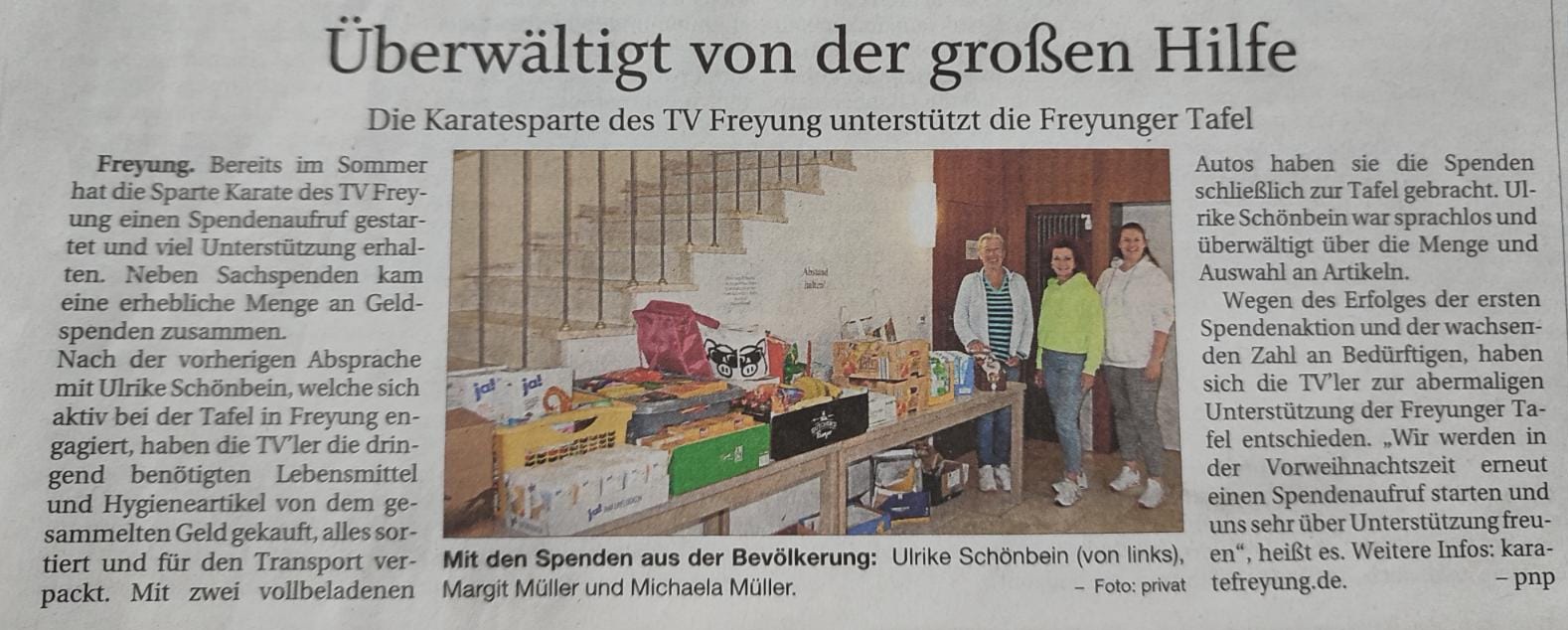 Voller Erfolg der ersten Spendenaktion für die Freyunger Tafel